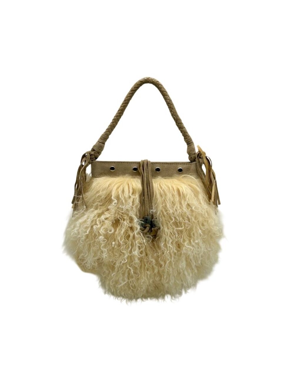 Ugg Tan Mongolian Curly Fur Shoulder Bag
